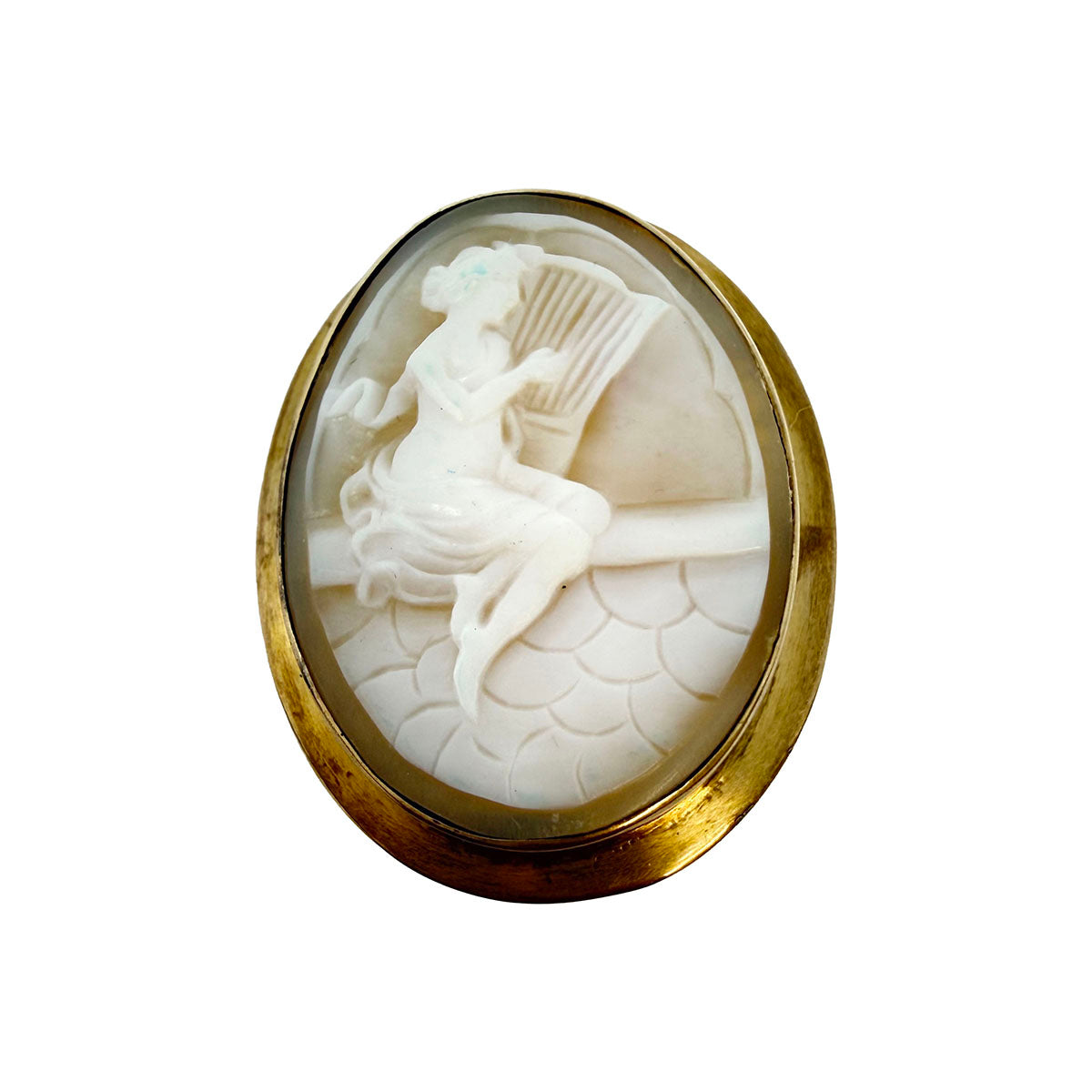 10K Gold Oval Cameo Pin