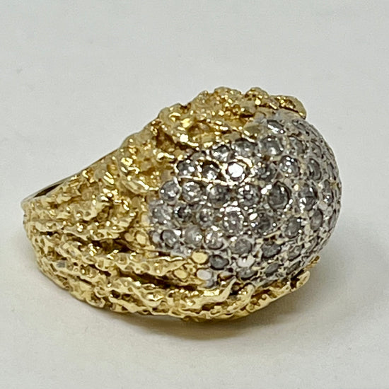 18K Gold Diamond Dome Ring