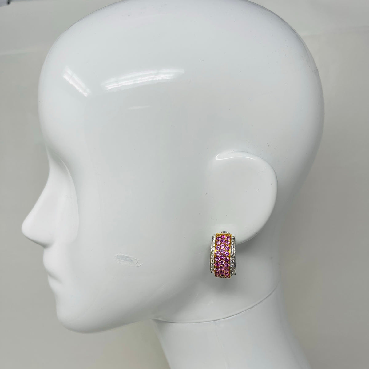 Giorgio Visconti Hoop Earrings with Diamonds and Pink Sapphire