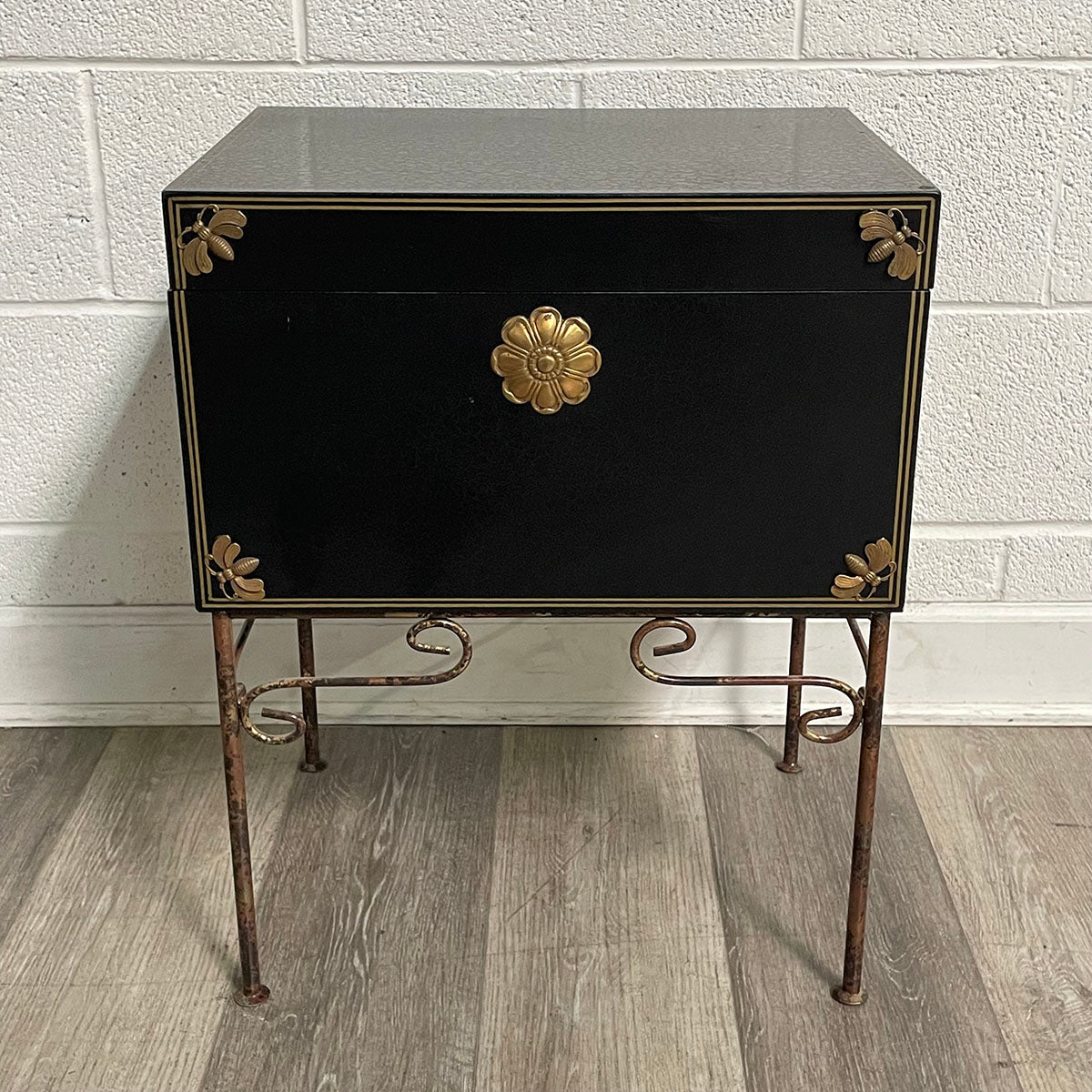 Decorative Black Box on Metal Stand