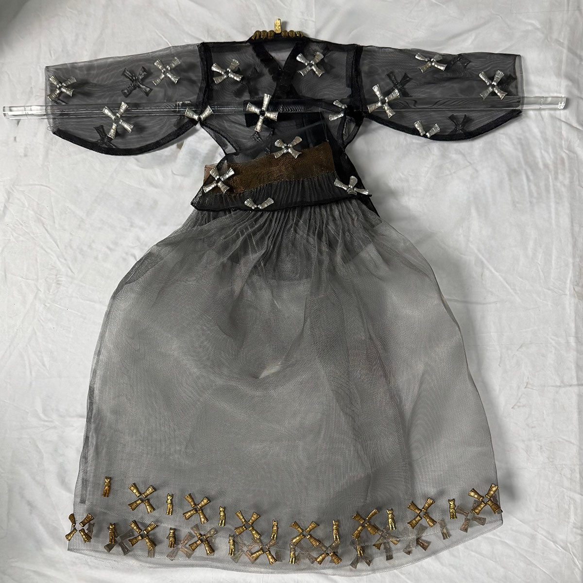 Stylized Hanbok Embellished Metal Wall Hanging