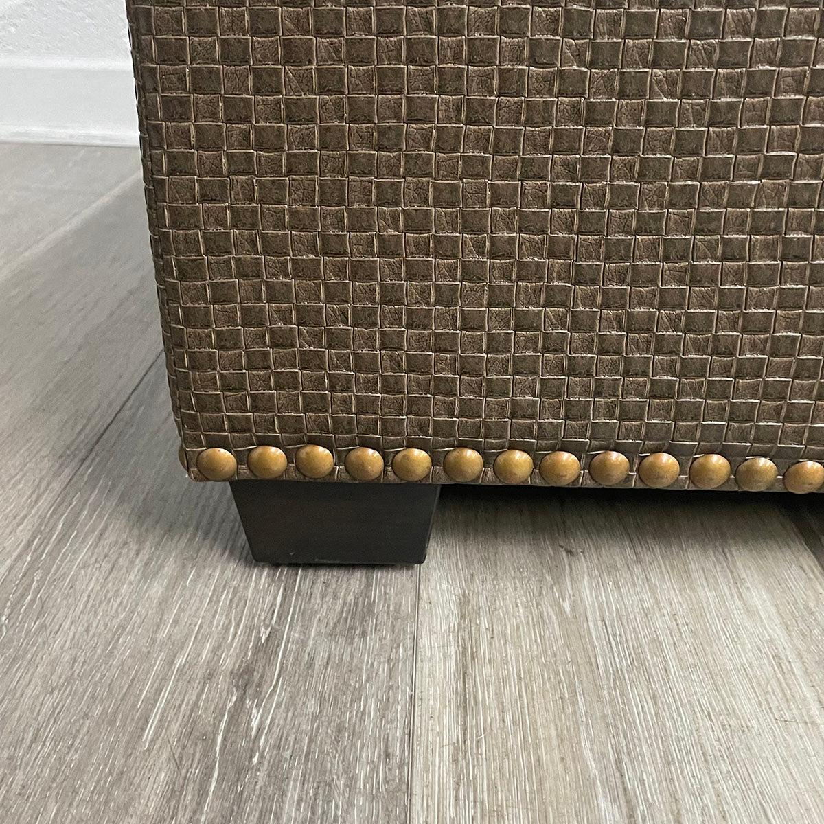 Brown Vinyl Square Ottoman