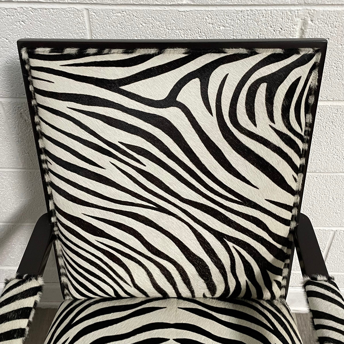 Pair of Zebra-Pattern Hair-On-Hide Upholstered Arm Chairs