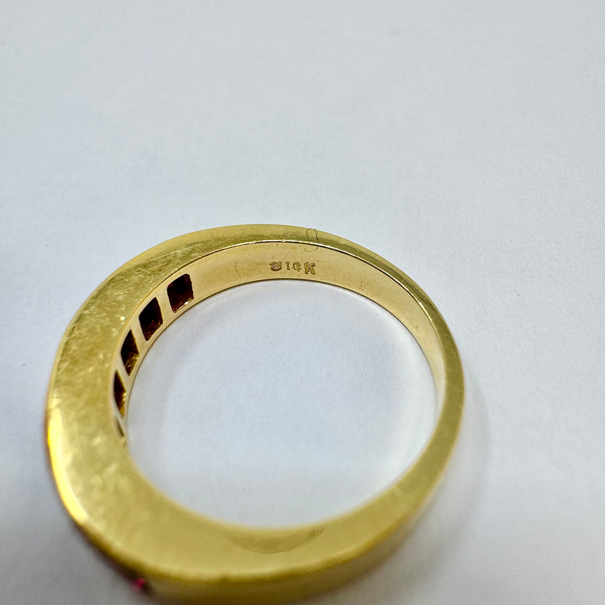 Art Jacobi 18K Gold Guard Ring with 7 Channel Set Rubies