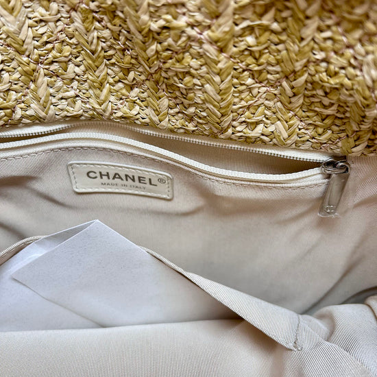 Pink/Clear Chanel 31 PVC/Leather/Quilted Raffia Shopping Tote