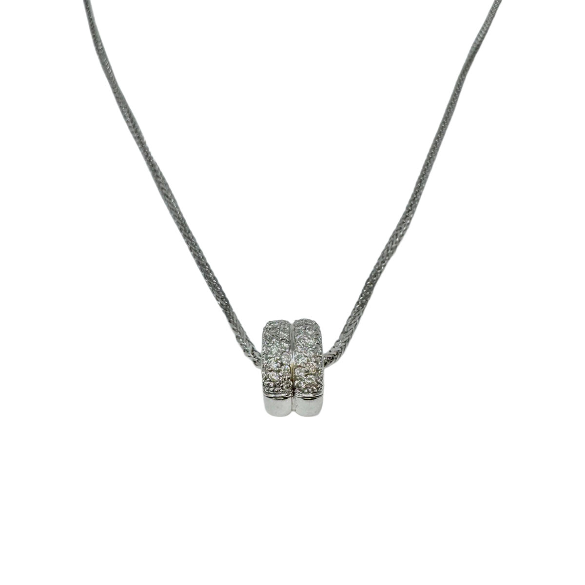 18K White Gold  15" Necklace with Removable White Gold Diamond Enhancer