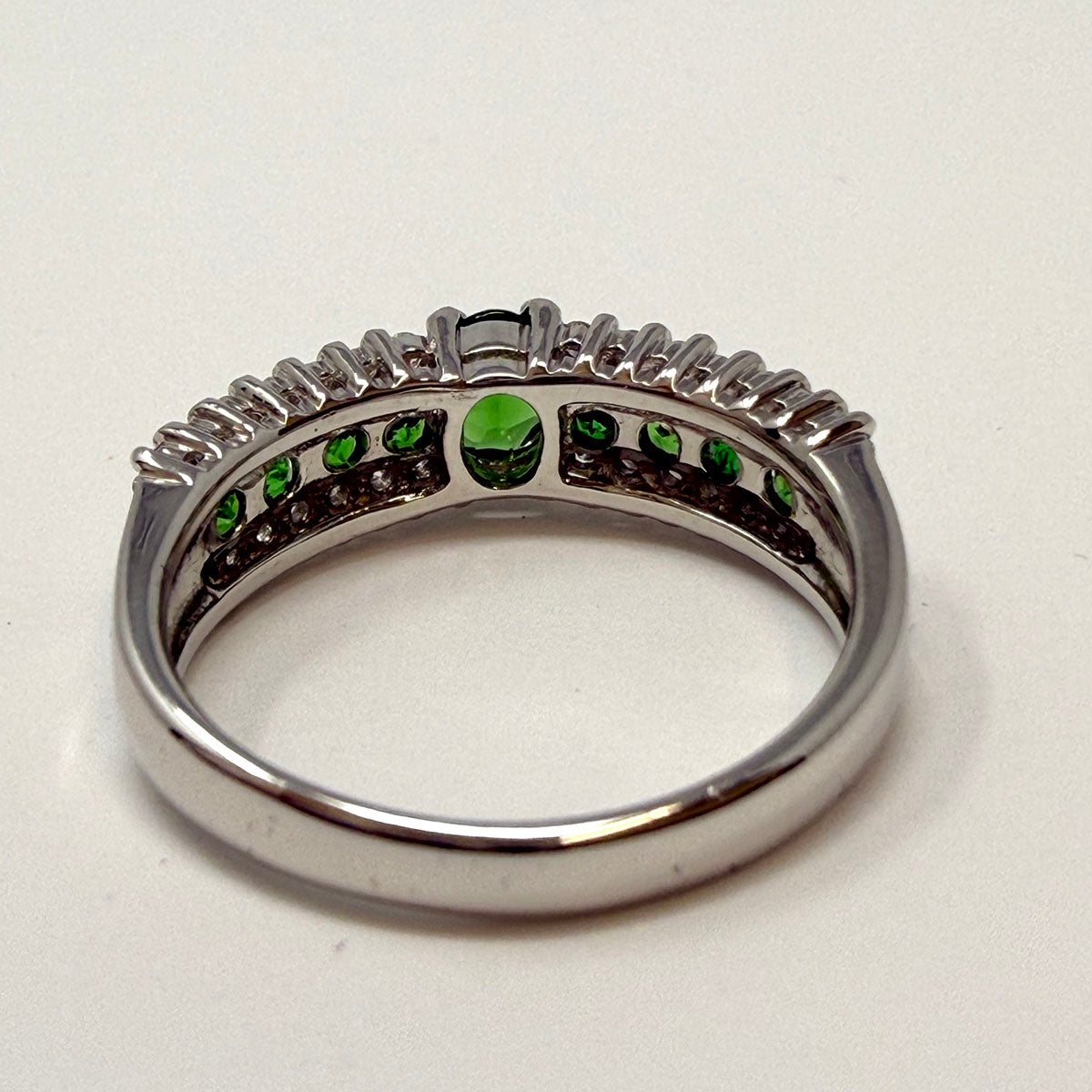 Platinum Garnet and Diamond Ring