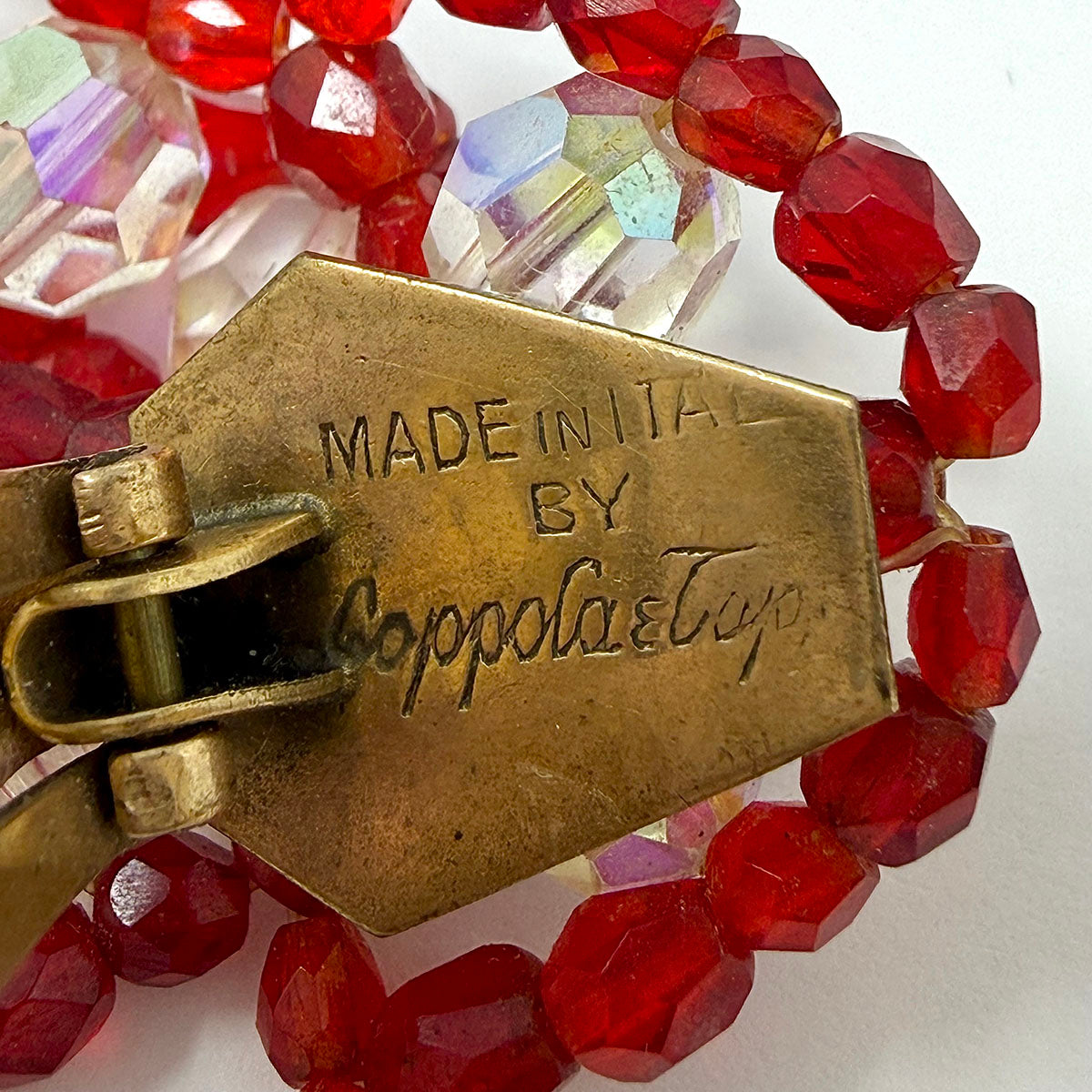 Coppola e Toppo Red and Clear Bead Clip-on Earrings