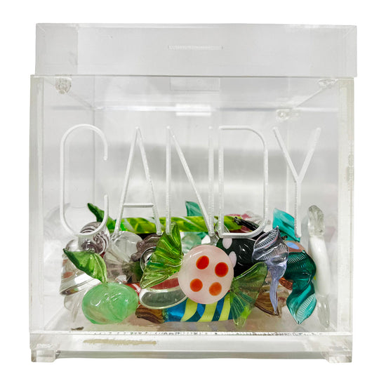 Acrylic Candy Box with Art Glass Wrapped Candies