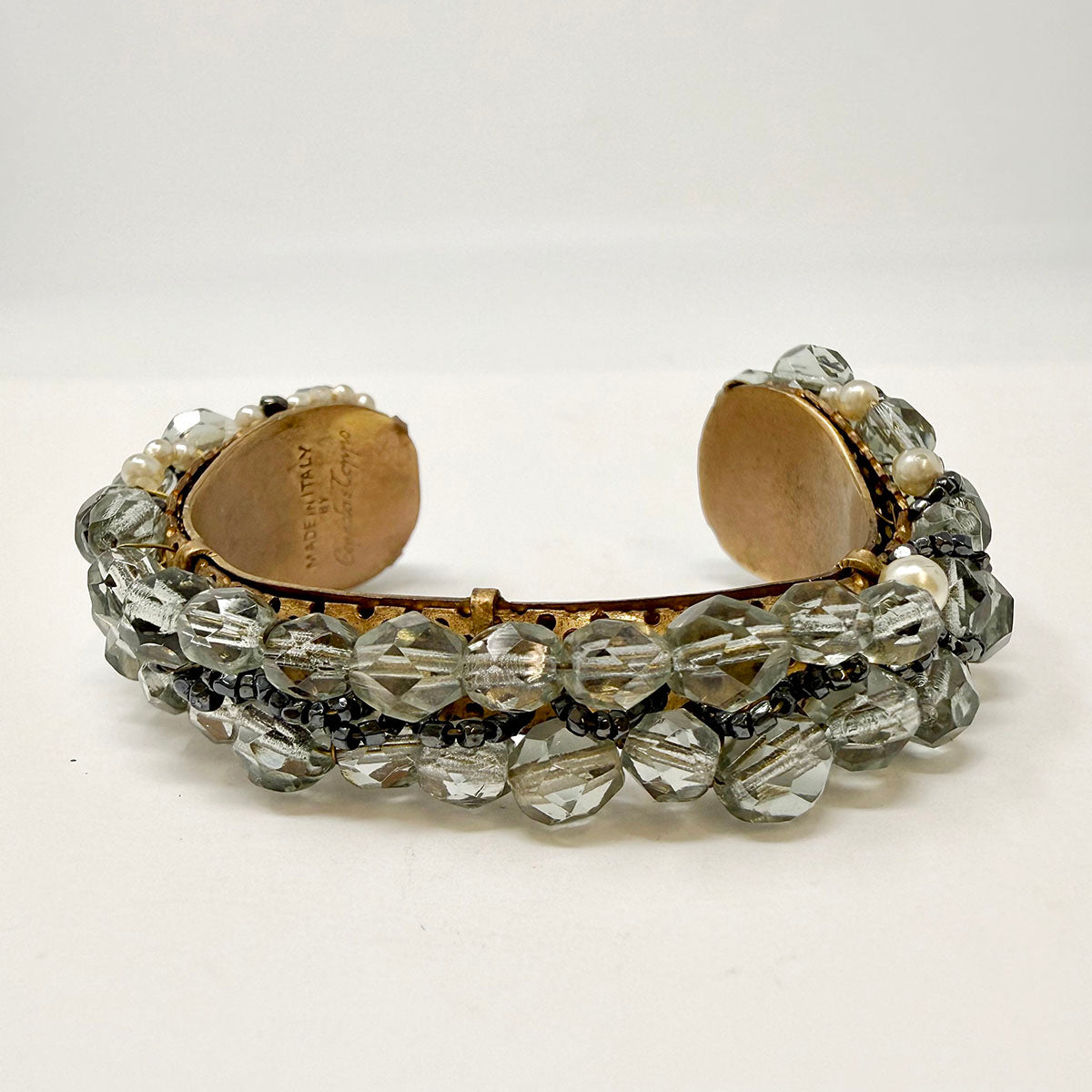 Coppola e Toppo Metal Cuff Bracelet with Grey Crystal Beads