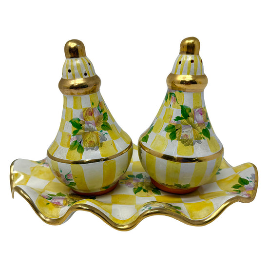 Lemon Curd Salt and Pepper Shakers with Underplate