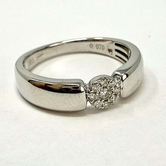 14K White Gold Ring with 0.07ct Pave Diamond