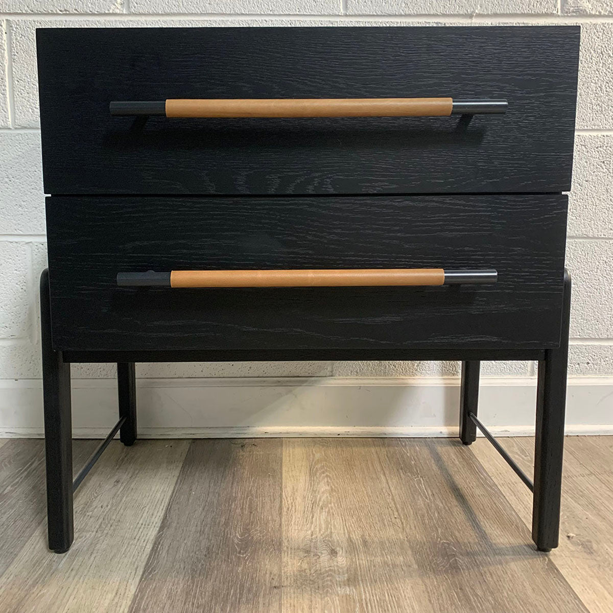 Wood Nightstand with Two Drawers