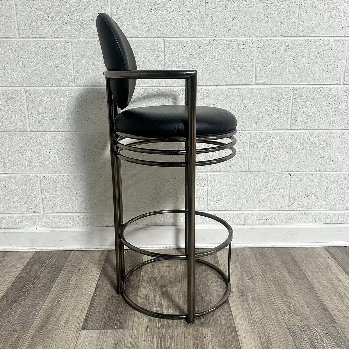 Pair of Leather and Chrome Bar Stools