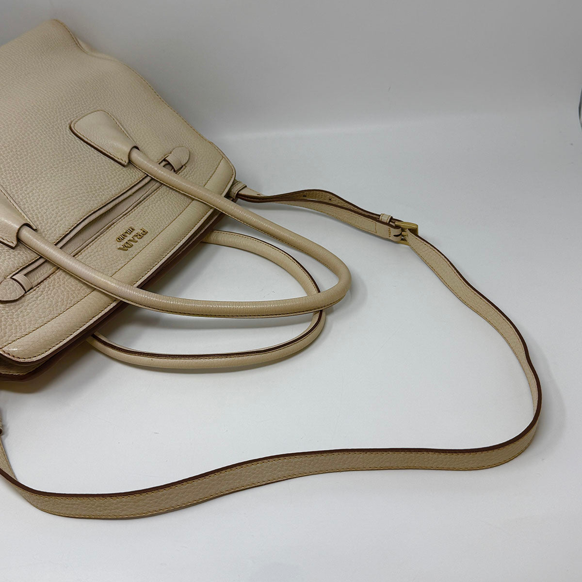 Prada Vitello Daino Pebbled Leather Frame Satchel
