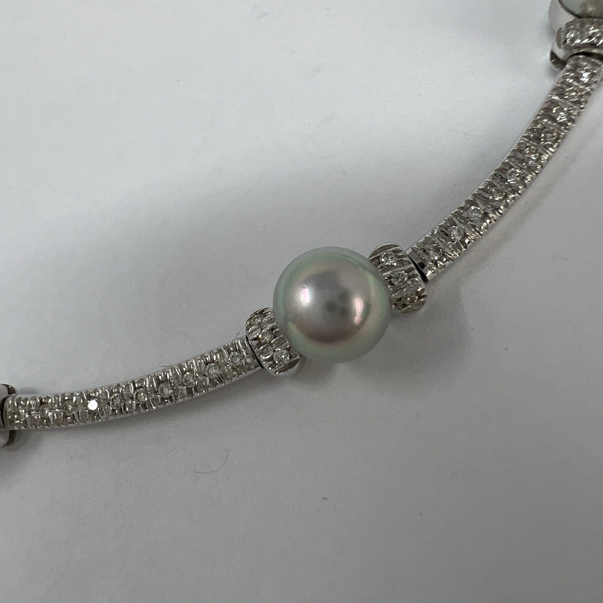 Craig Drake 18K White Gold Necklace with Gray Pearls and 90 Diamonds