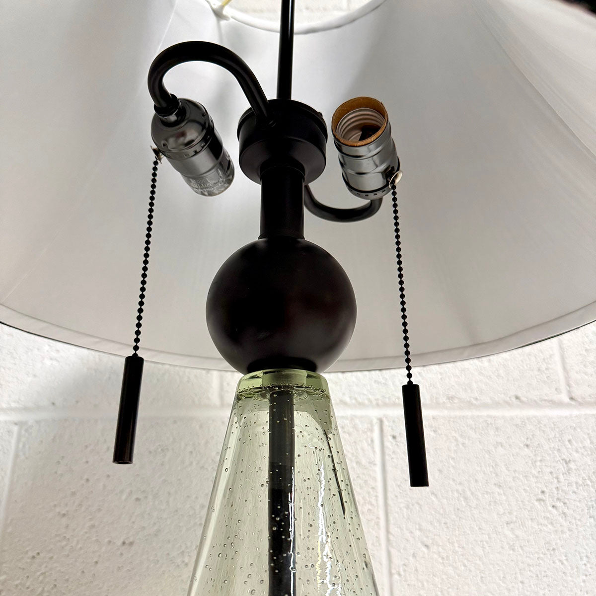 Pair of Crackle/Beaded Glass Lamps