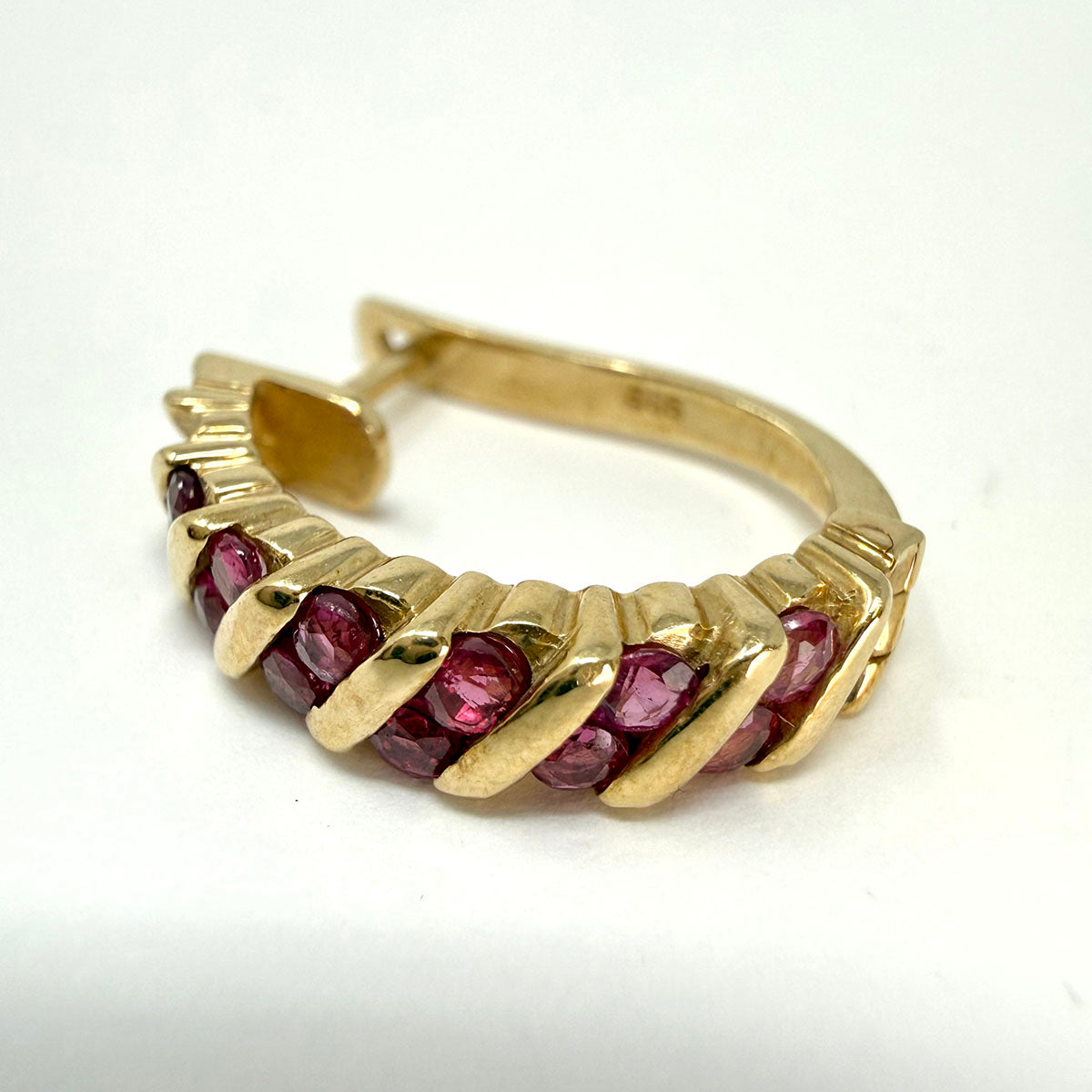 14K Ruby Hoop Earrings