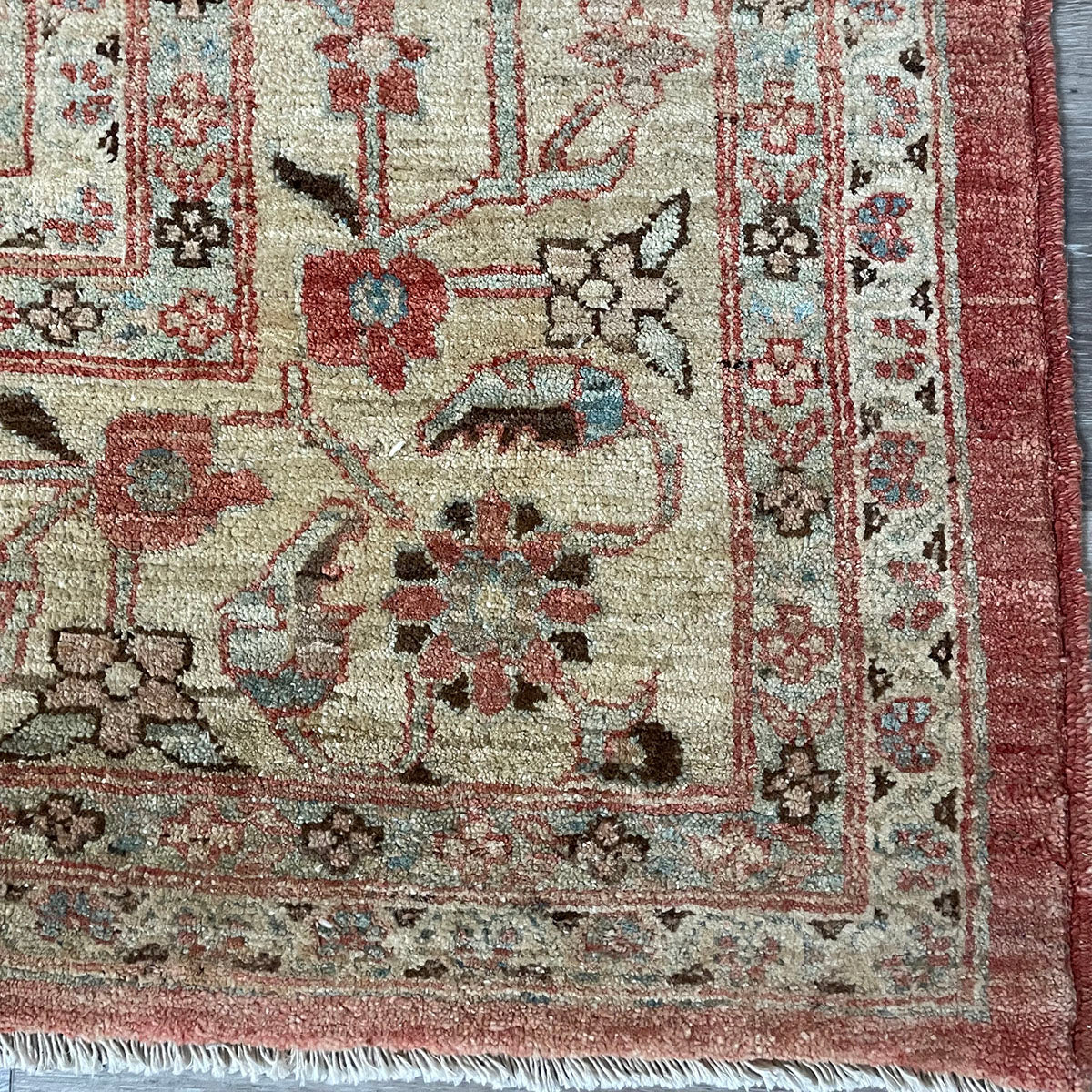 Vintage Area Rug with Geometric Design Some Fading