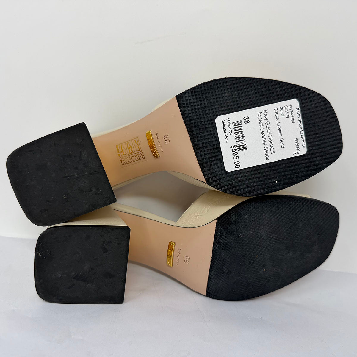 New Gucci Horsebit Accent Leather Slides