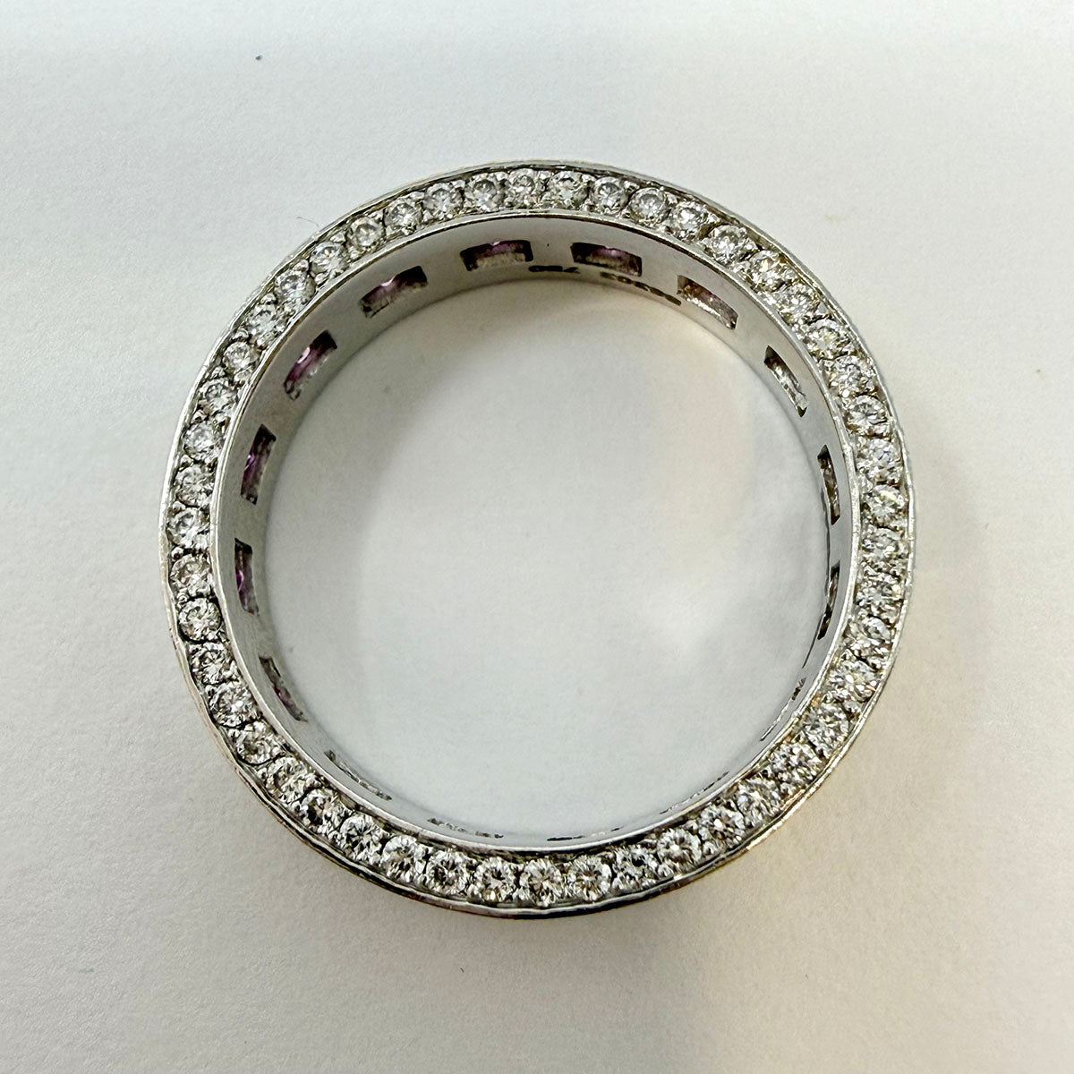 Bez Ambar 18K White Band with Diamond and Sapphire