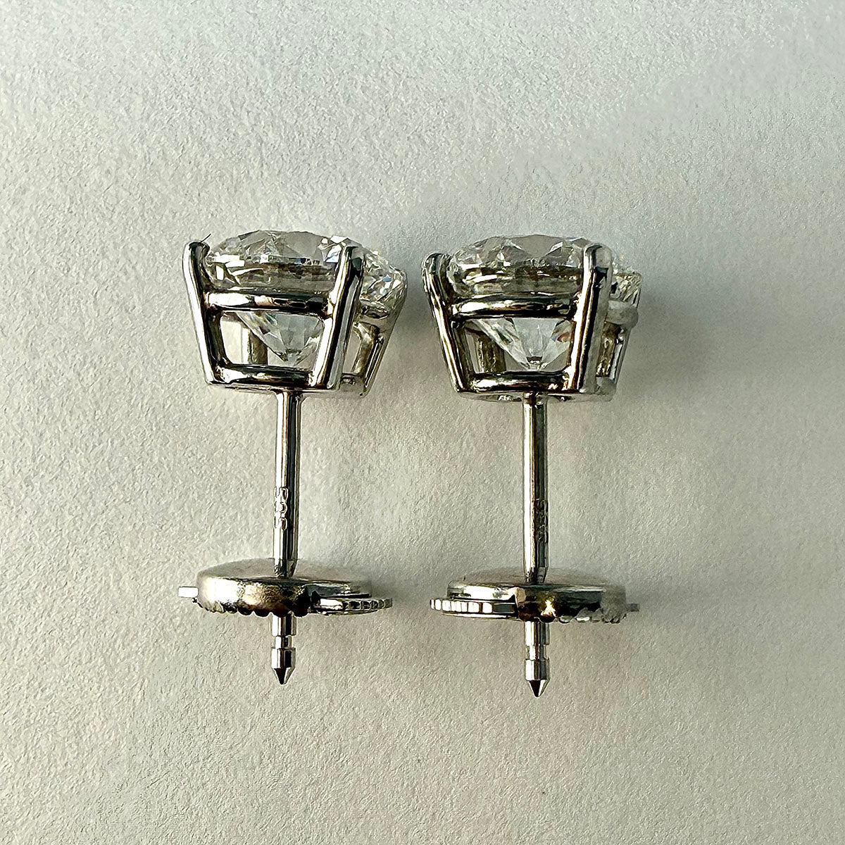 14K White Gold Lab Grown 3.19ct Diamond Stud Earrings