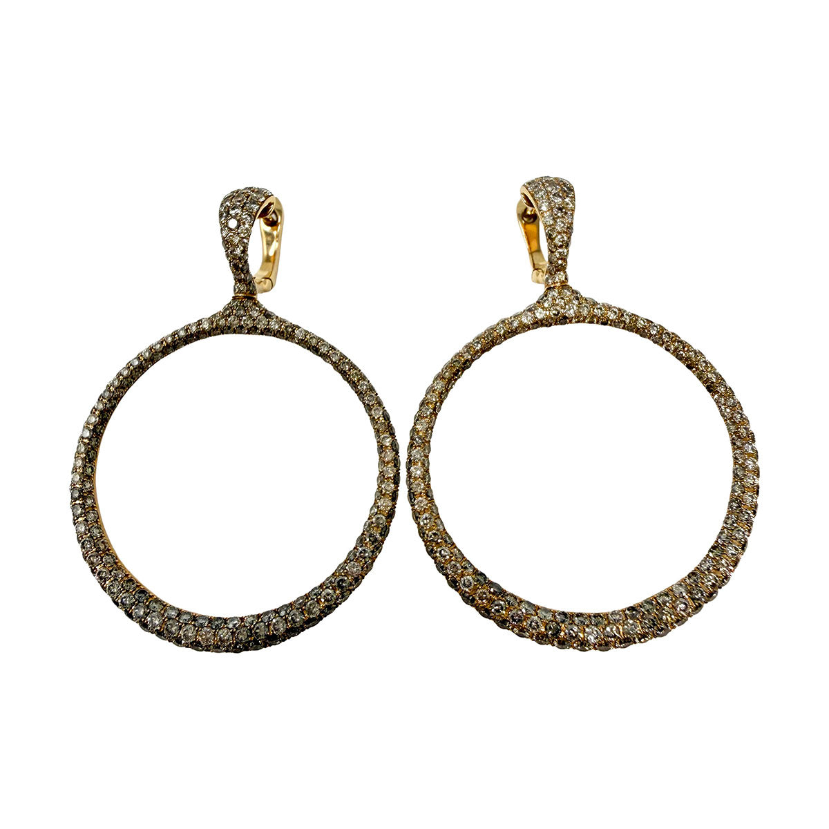 Stenzhorn 18K Rose Gold Hoop Earrings with 440 Full Cut Diamonds