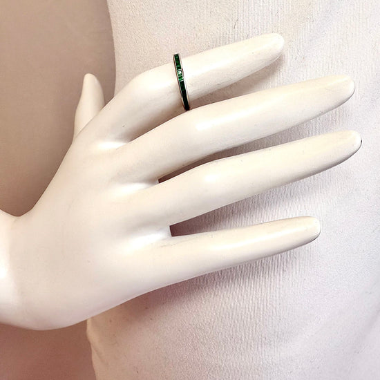 Platinum Channel Ring with Emeralds