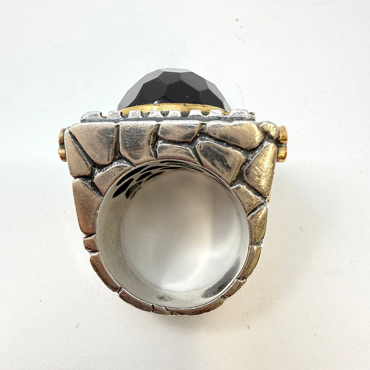 Sterling Silver Statement Ring with Onyx and Ruby
