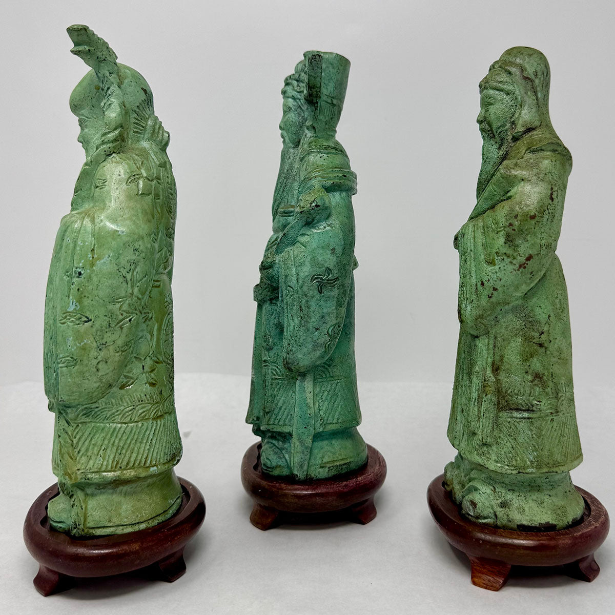Cast Bronze Asian Three Immortal God Statues w/Base