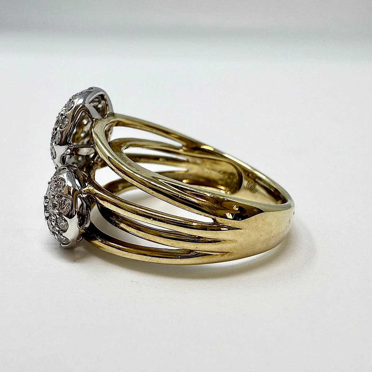14K Gold Ring with 2 Diamond Domes