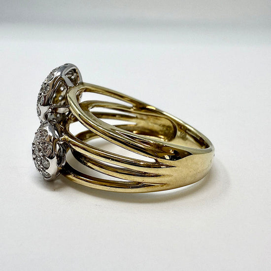 14K Gold Ring with 2 Diamond Domes