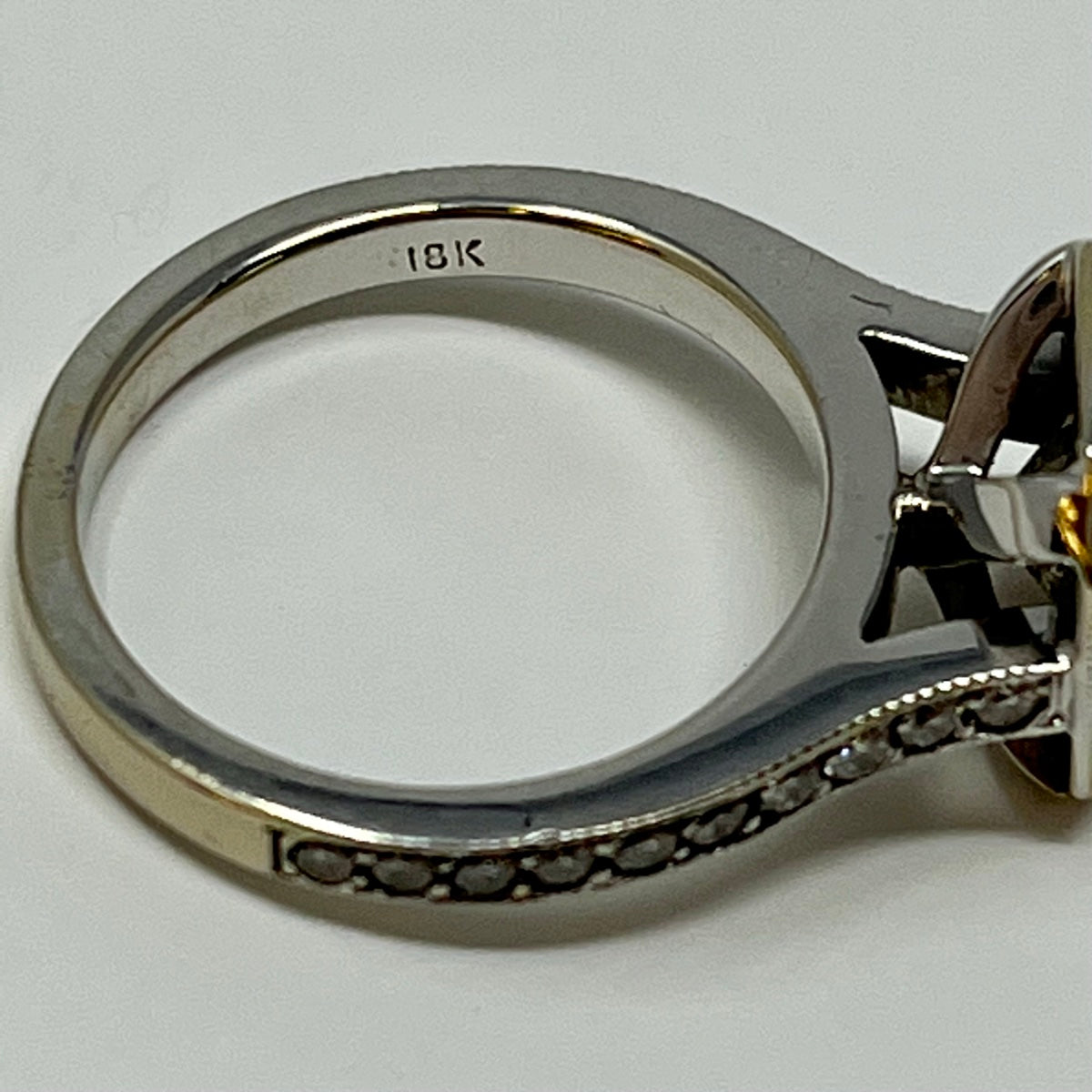 18K White Gold Bezel Set Radiant Cut Diamond Ring