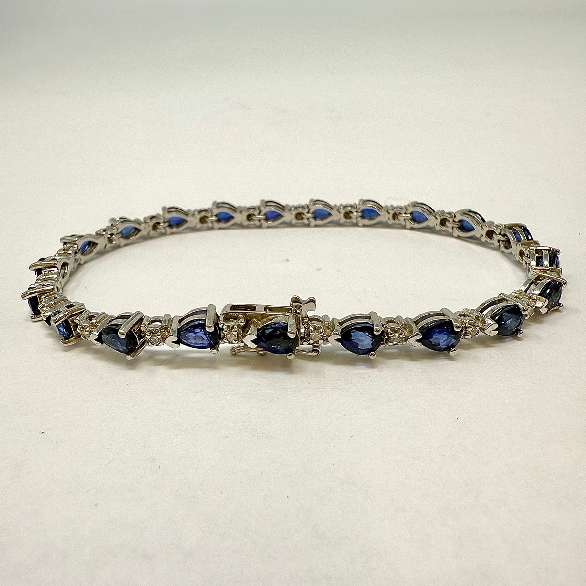 14K White Gold Bracelet with Diamonds and Sapphires