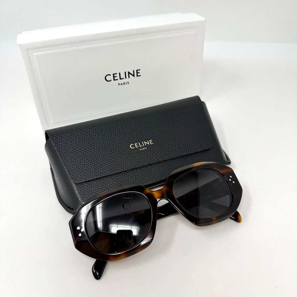 Celine "3 Dots" Square Geometric Shaped Sunglasses