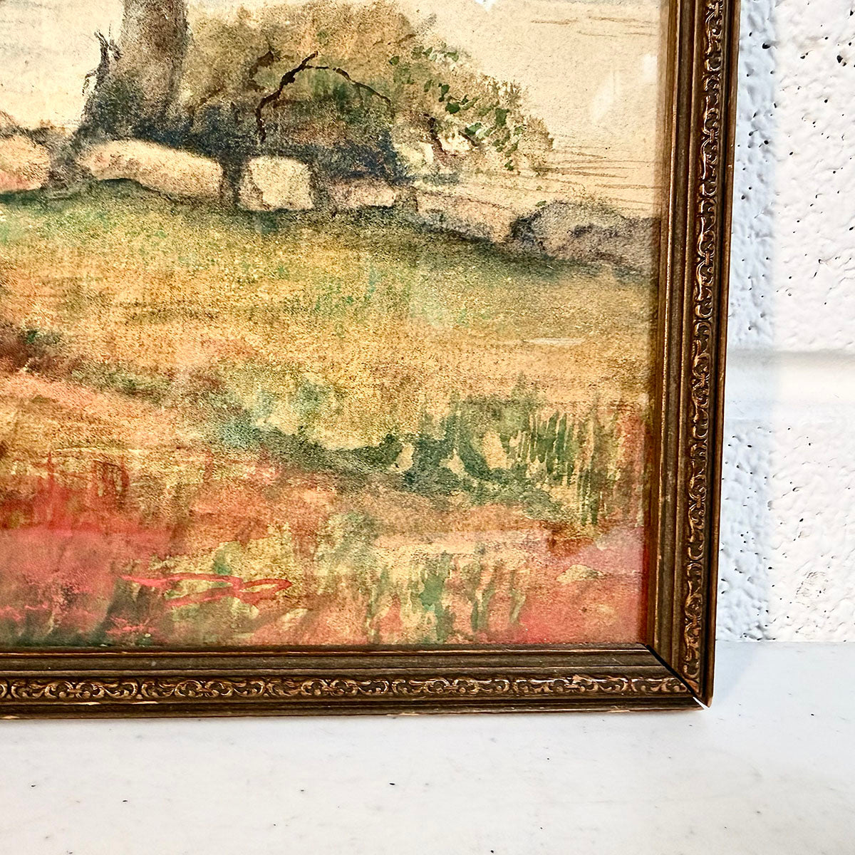"Seascape with Trees" Signed