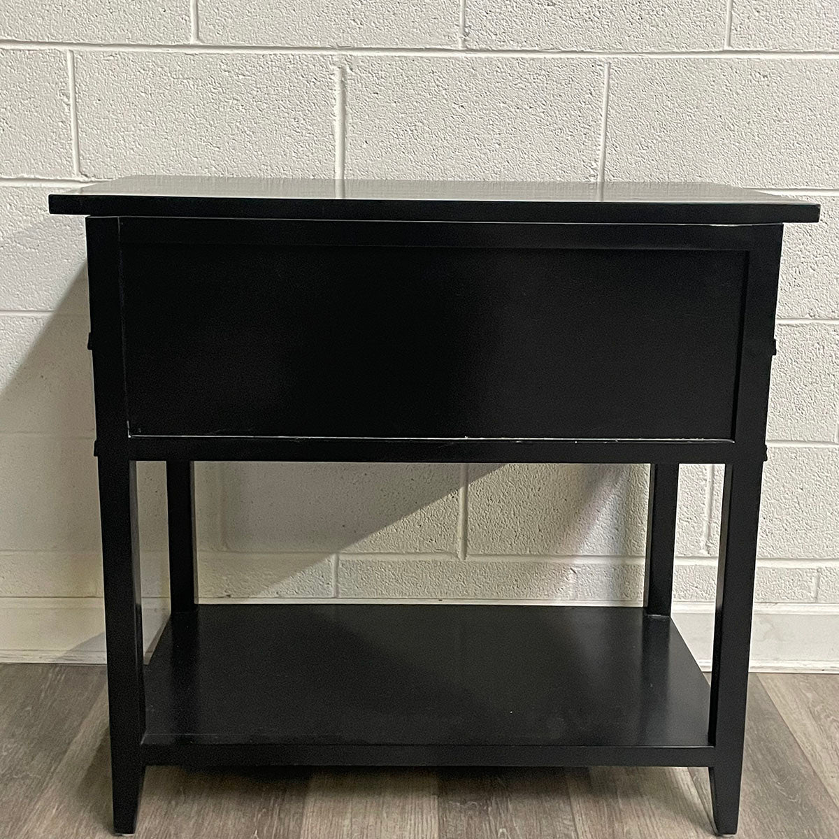 Black Wood 2-Drawer Side Table