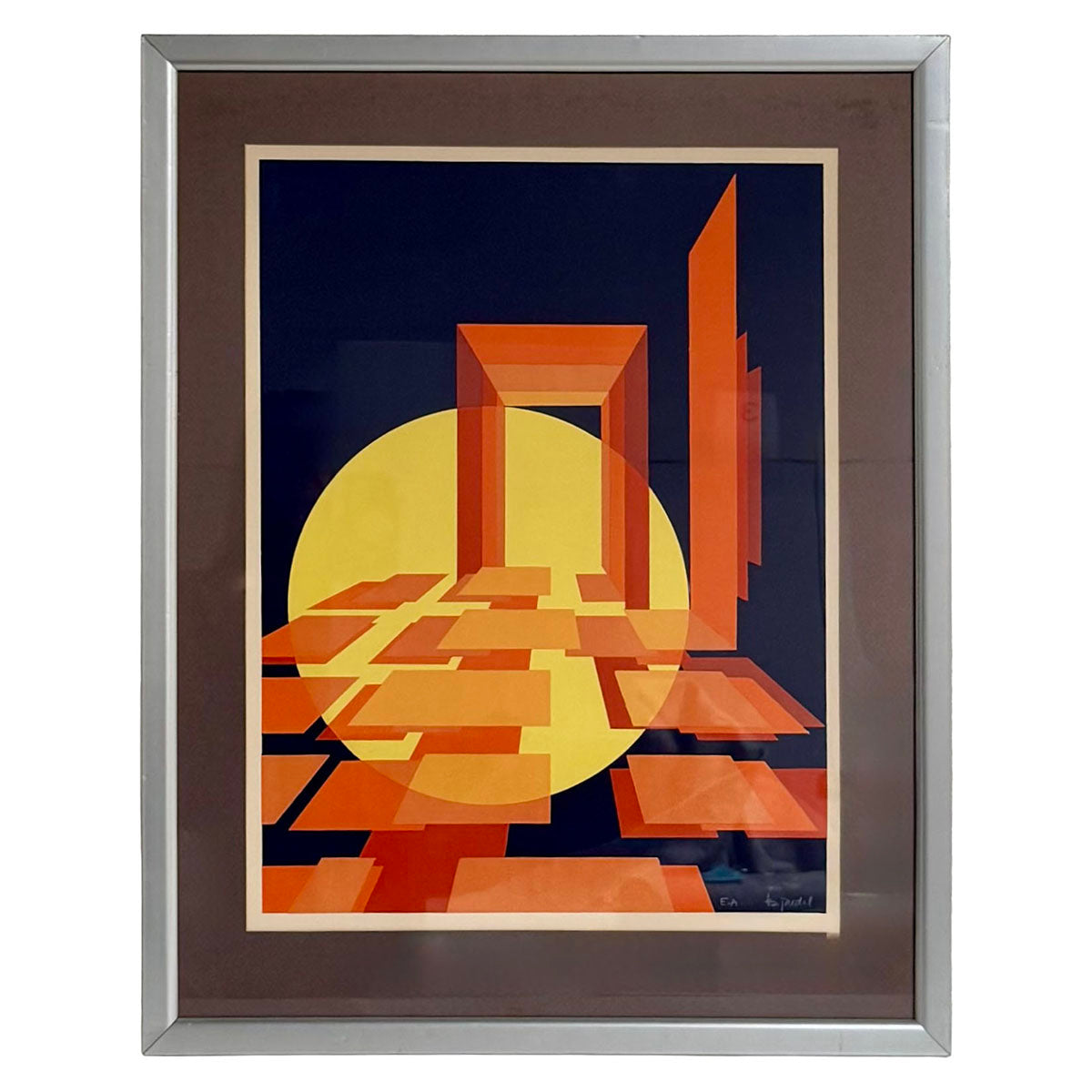 Framed Print Abstract Geometric Signed