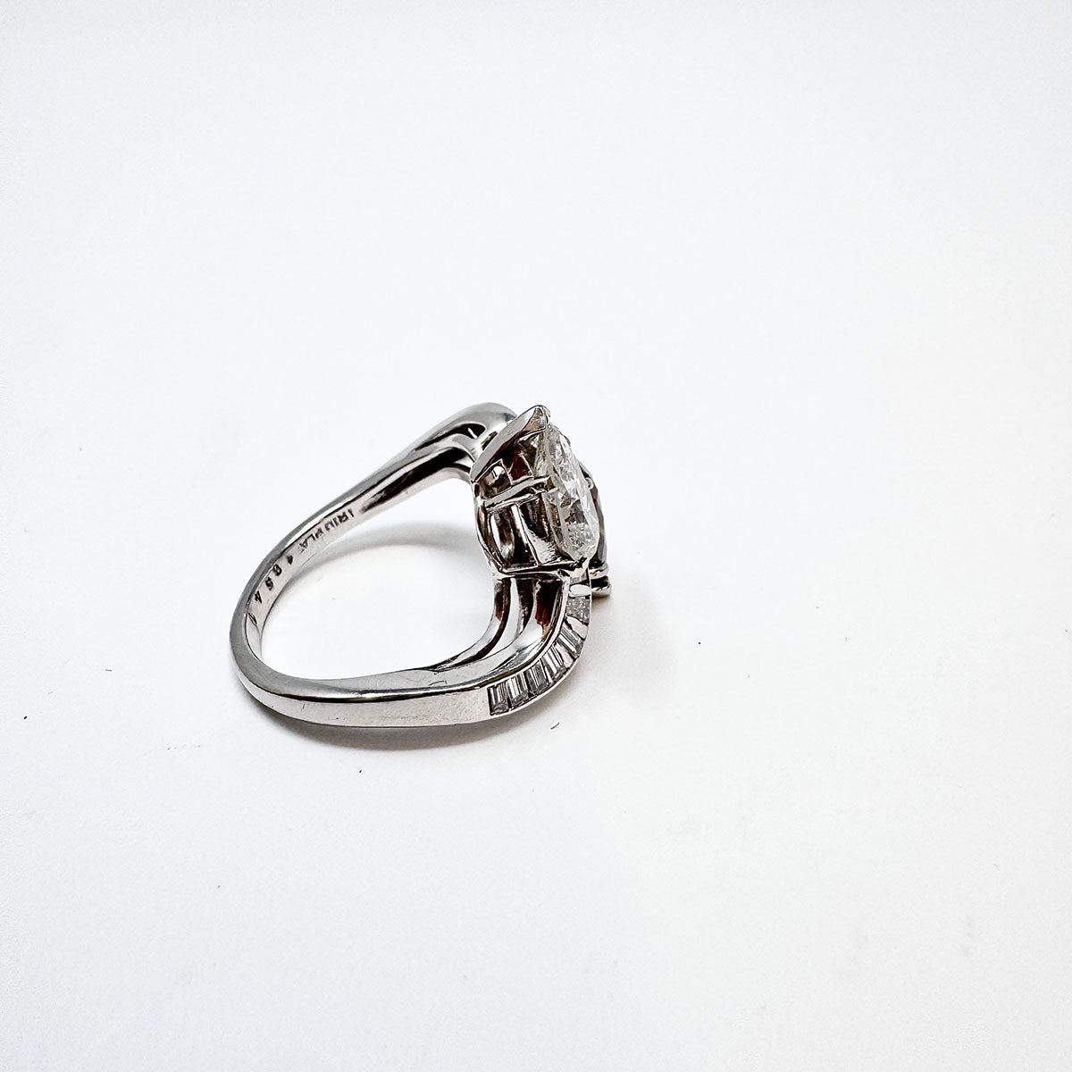 Platinum Twin Diamond Ring with 1.18ct Diamond and 1.17ct Cognac Colored Diamond