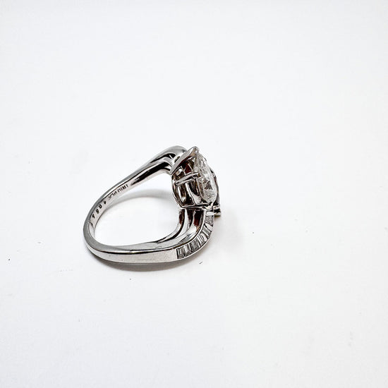 Platinum Twin Diamond Ring with 1.18ct Diamond and 1.17ct Cognac Colored Diamond