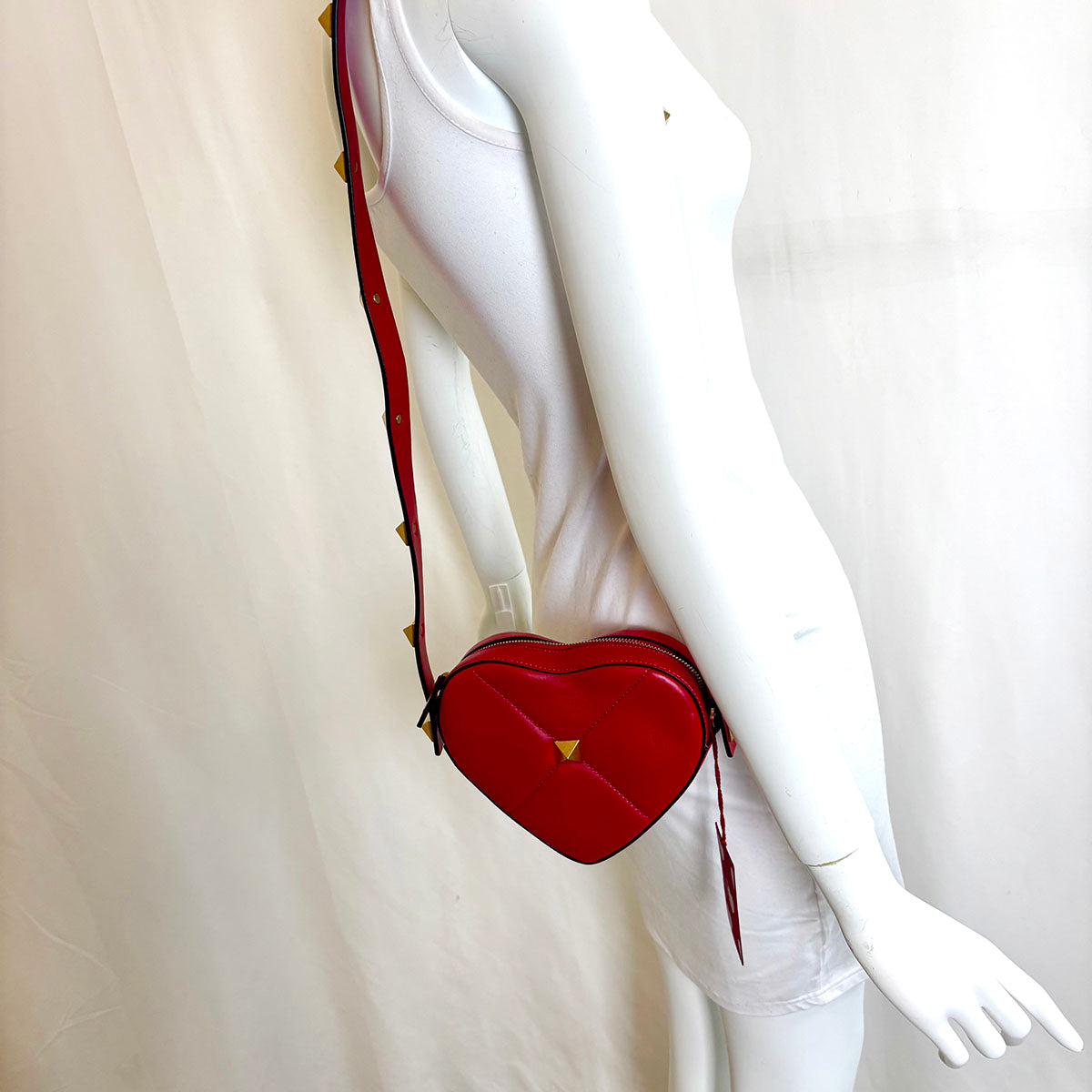 Valentino Garavani Roman Stud Amore Shoulder Bag Quilted Leather