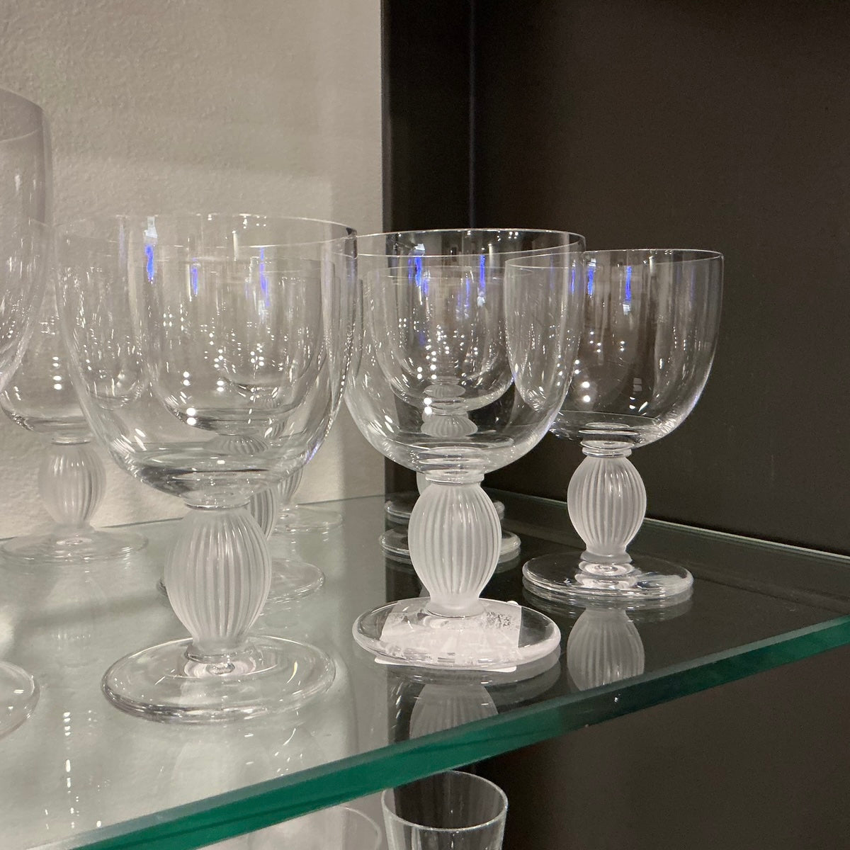 Lalique Glassware "Langeais" Set of 8 Frosted Stemware