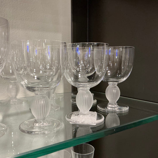 Lalique Glassware "Langeais" Set of 8 Frosted Stemware