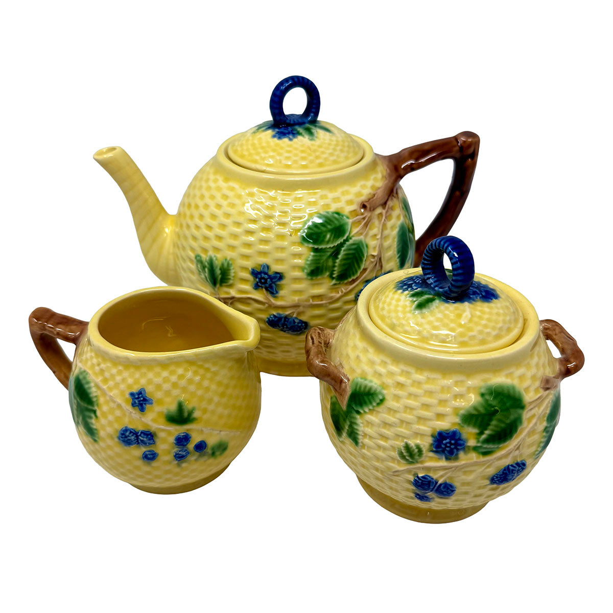 3 pc Tiffany Blackberries Teapot & Lid