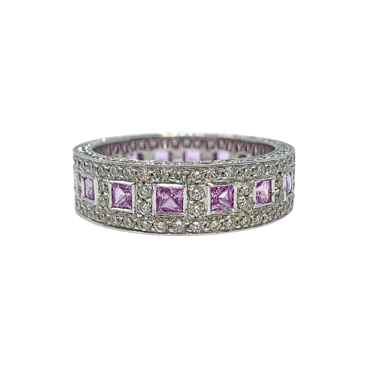 Bez Ambar 18K White Band with Diamond and Sapphire