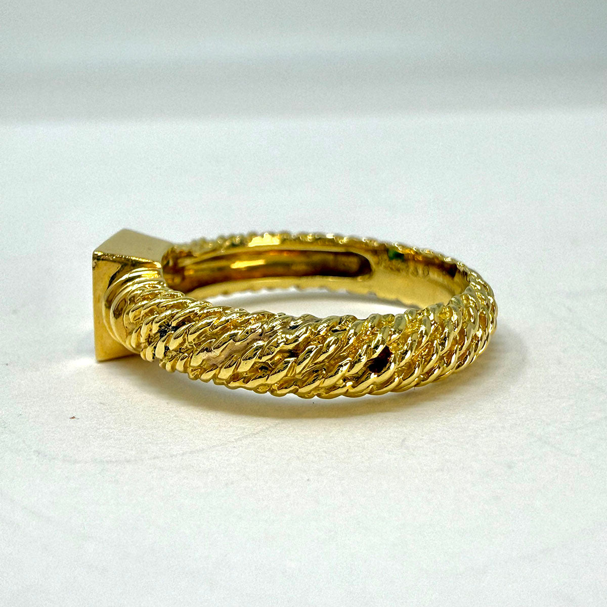 David Yurman 18K Gold Ring with Square Green Tourmaline