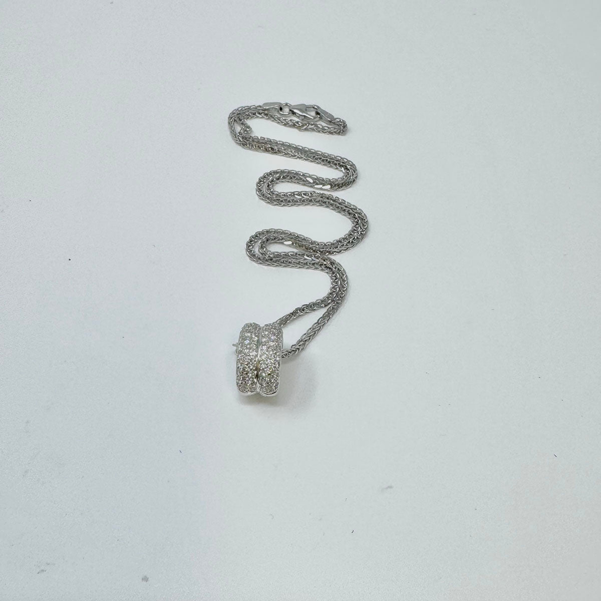 18K White Gold  15" Necklace with Removable White Gold Diamond Enhancer