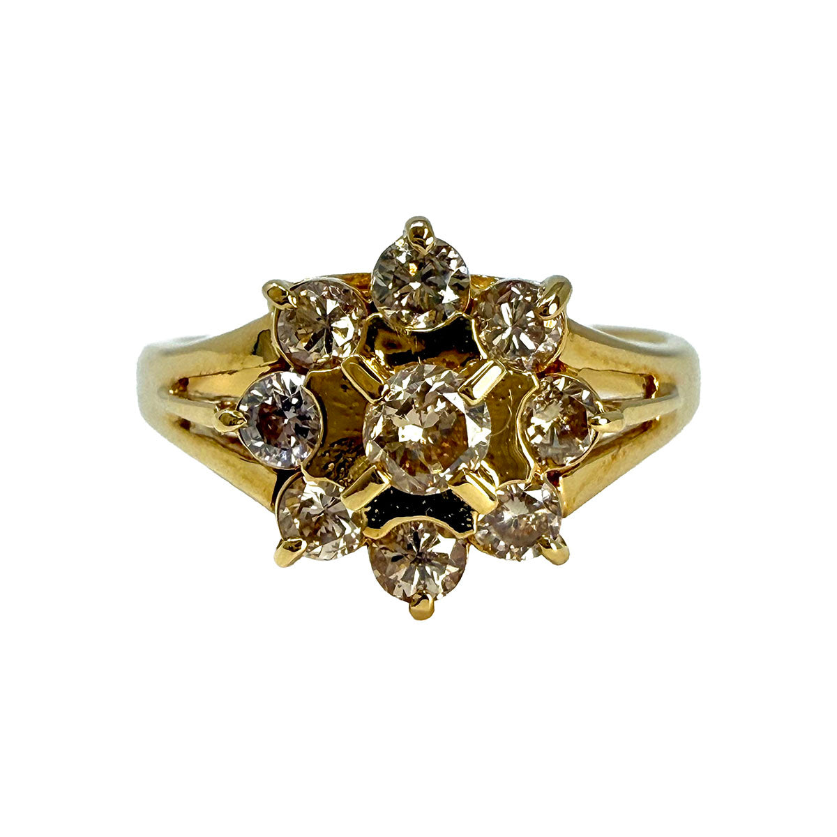 18k Gold and Diamond Flower Ring