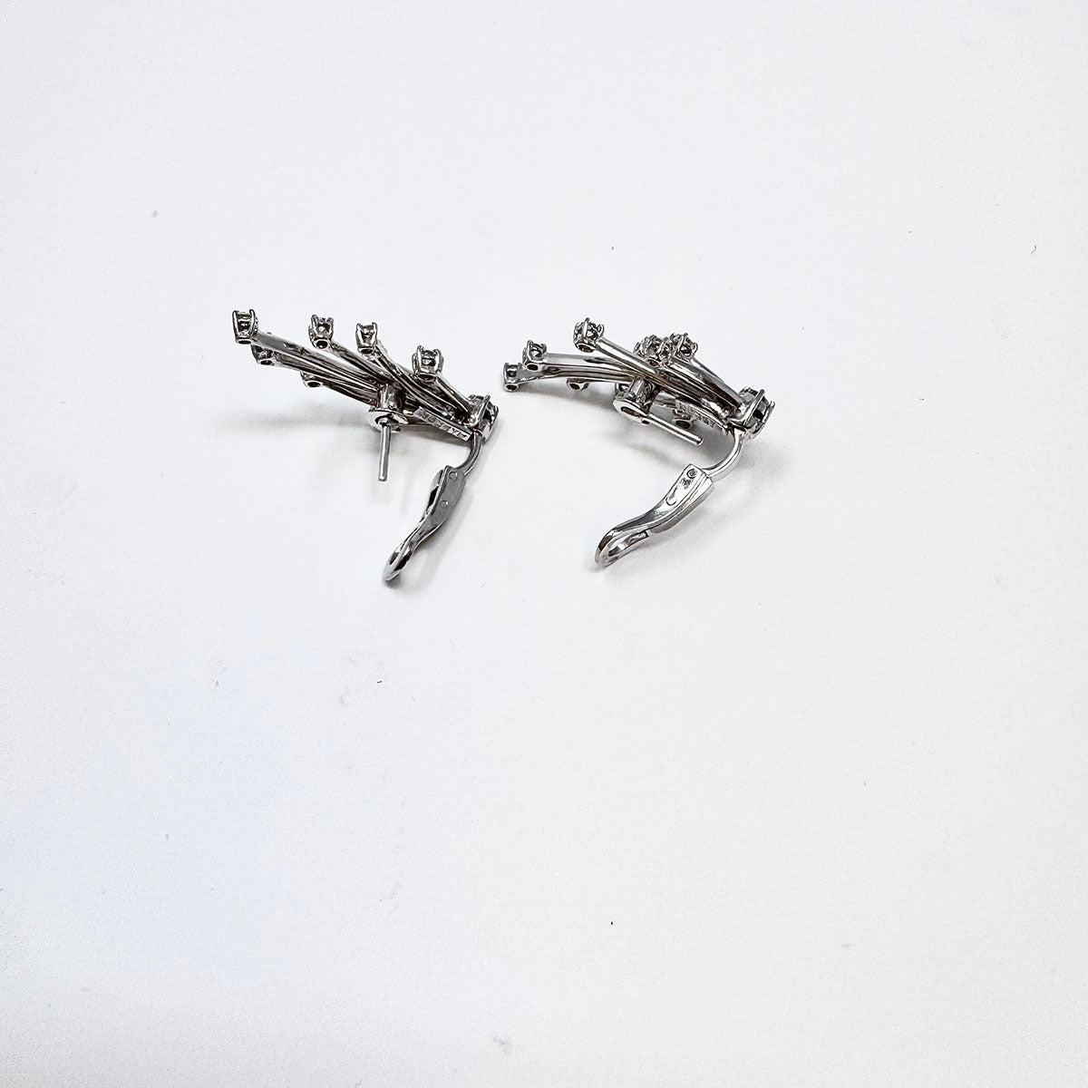 18K White Gold Diamond Spray Clip-on Earrings