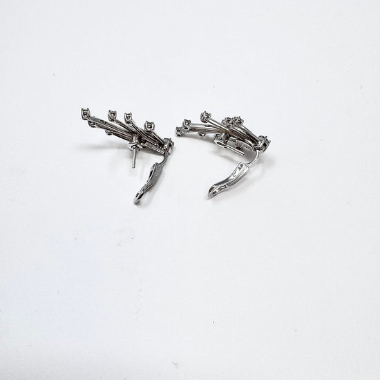 18K White Gold Diamond Spray Clip-on Earrings